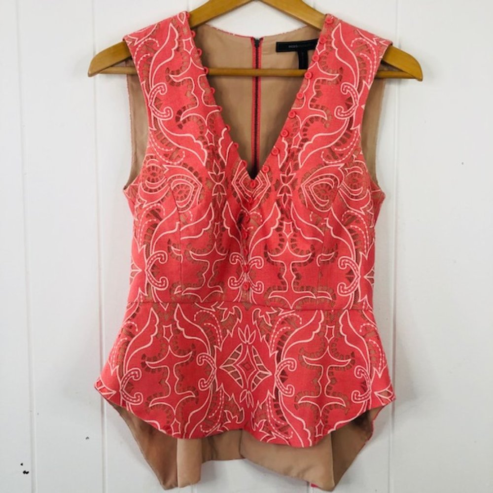 BCBGMaxazria Paisley Orange Top